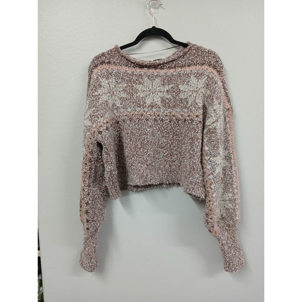 Free People Snowflake Pullover cropped sweater size medium - Picture 2 of 9